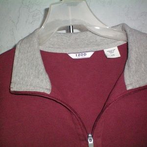 IZOD Men’s Long Sleeve Polo Shirt Size L Zip 100%